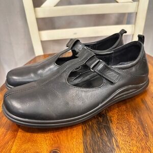 ECCO Mary Jane Flats Womens 42 Black Leather T-Strap Comfort Walking Shoes